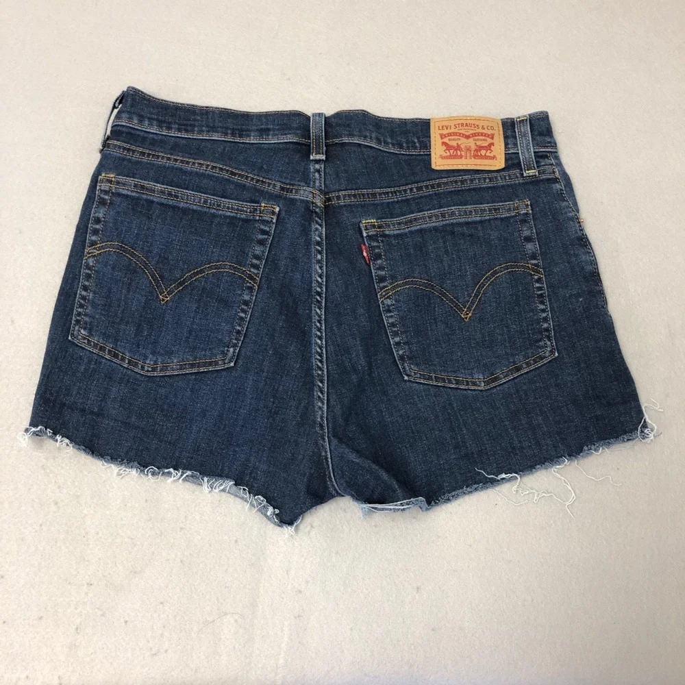 Levi Red Tab Cutoff Jean Shorts Womens 32 14 Blue Denim High Rise Festival